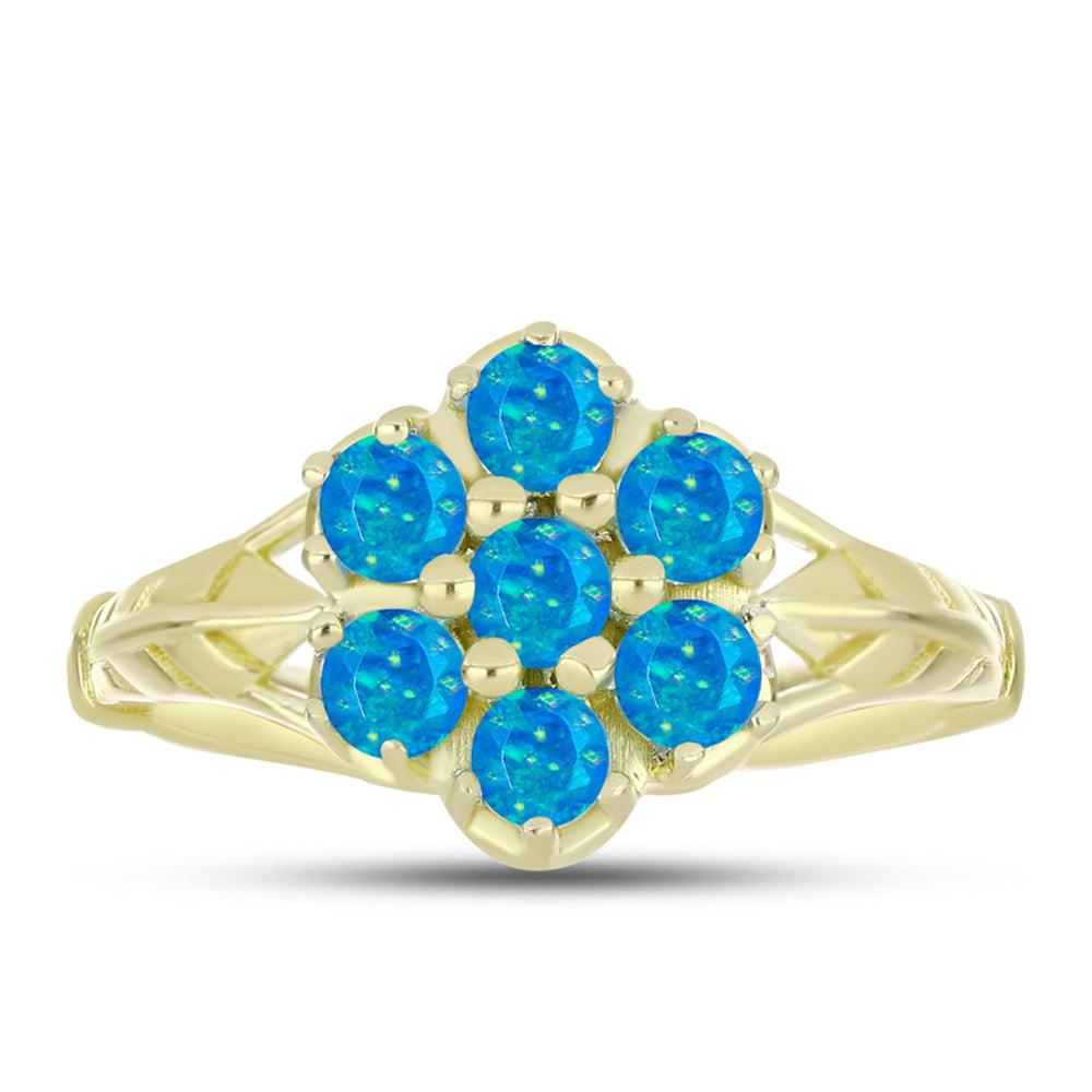 Anillo de Plata Bañada en Oro con Ópalo Azul Paraiba de Etiopía 1 