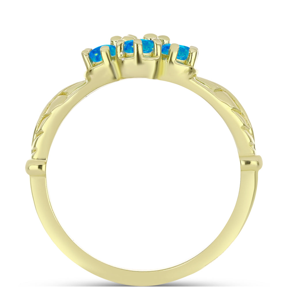 Anillo de Plata Bañada en Oro con Ópalo Azul Paraiba de Etiopía