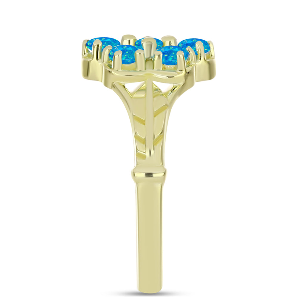 Anillo de Plata Bañada en Oro con Ópalo Azul Paraiba de Etiopía 4 