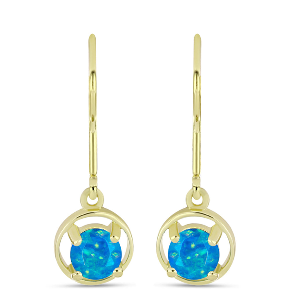Pendientes de Plata Bañada en Oro con Ópalo Azul Paraiba de Etiopía