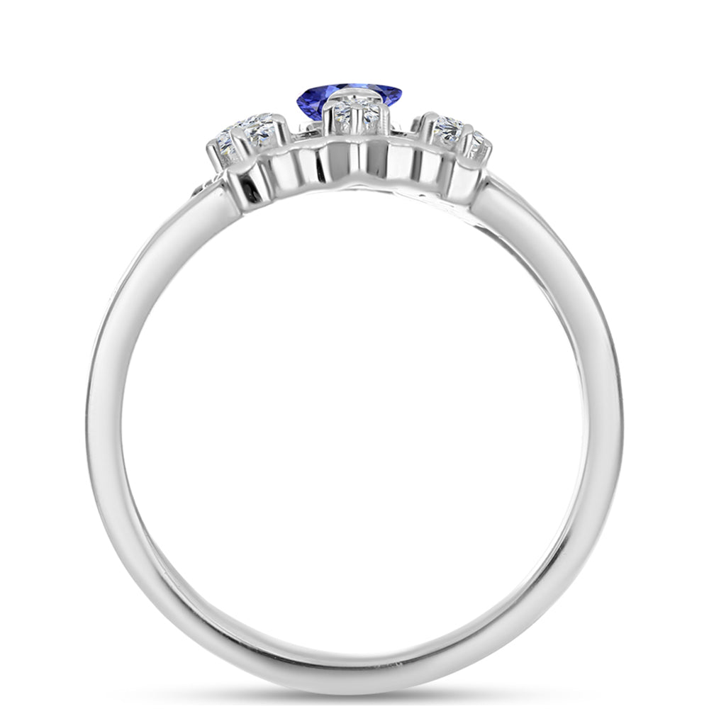 Anillo de Plata con Tanzanita y Topacio Blanco