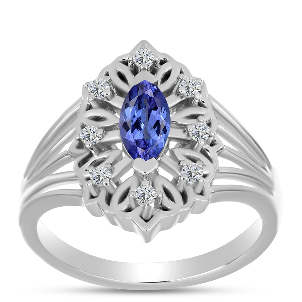 Anillo de Plata con Tanzanita y Topacio Blanco 3 