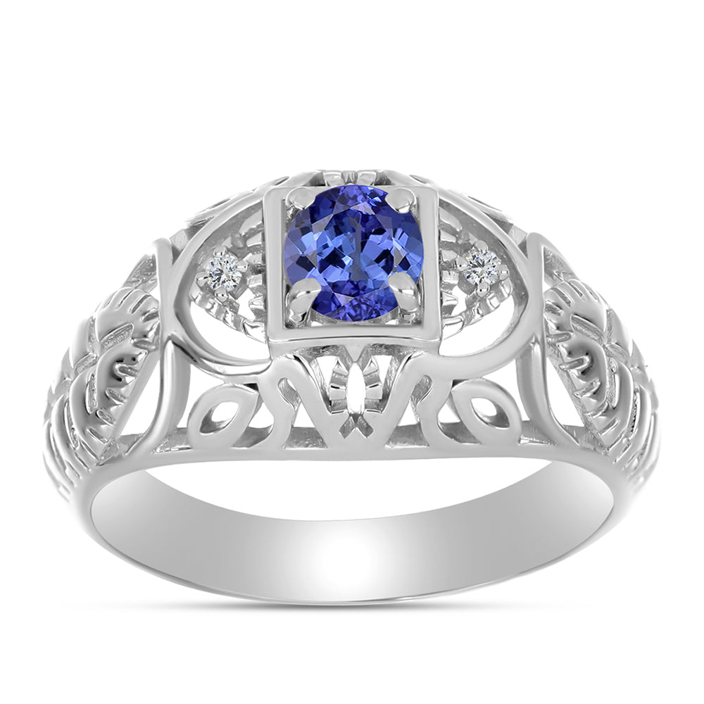 Anillo de Plata con Tanzanita y Topacio Blanco 3 