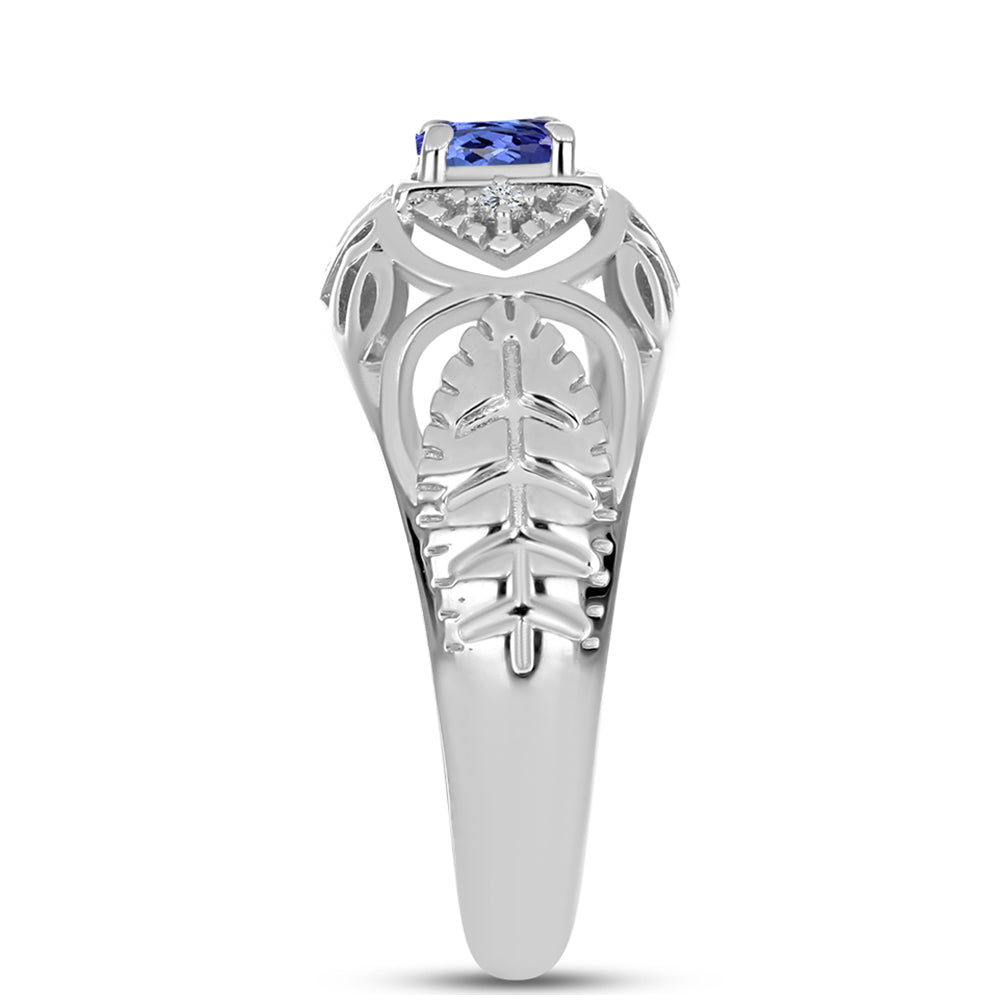 Anillo de Plata con Tanzanita y Topacio Blanco 4 