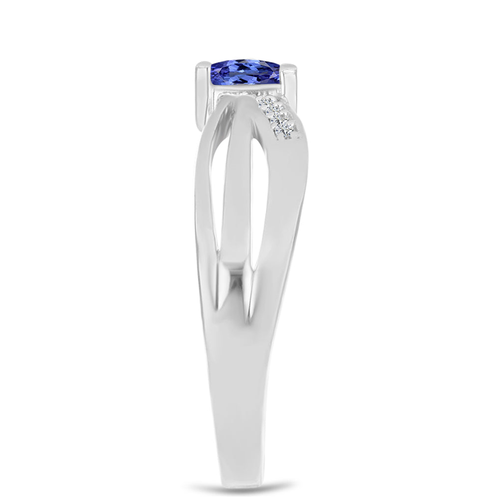 Anillo de Plata con Tanzanita y Topacio Blanco 4 