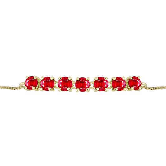 Pulsera de Plata Bañada en Oro con Ágata Roja