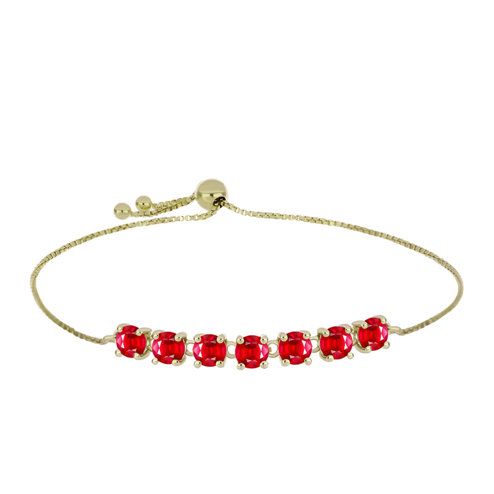 Pulsera de Plata Bañada en Oro con Ágata Roja