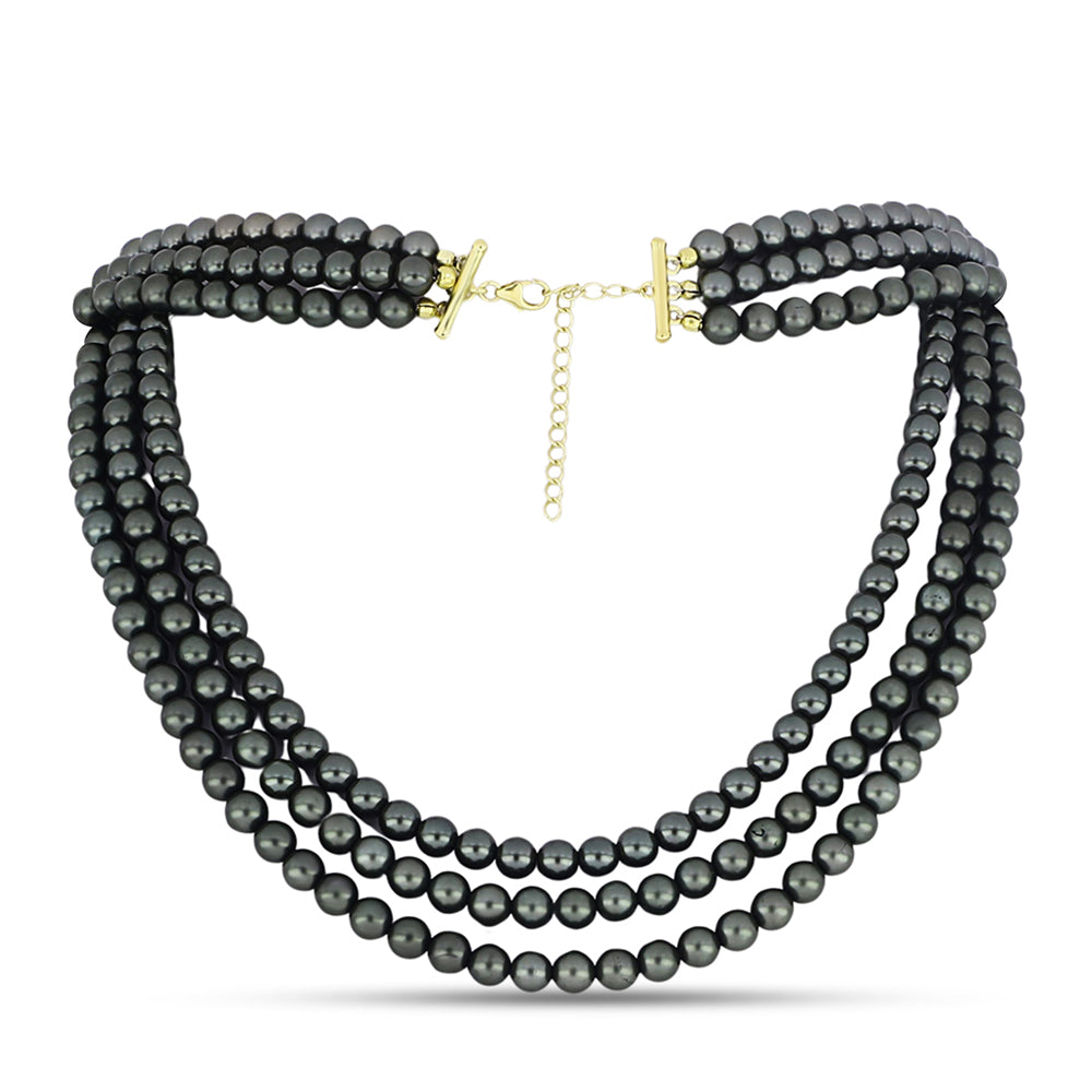 Collar de Plata Bañada en Oro con Perla de río Tahiti verde ilusión 1 