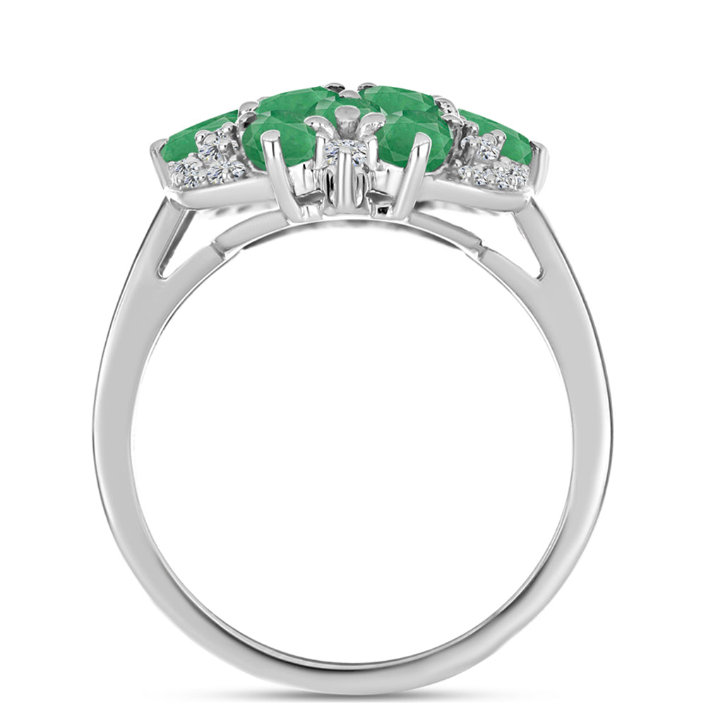 Anillo de Plata con Esmeralda de Brasil y Topacio Blanco 2 
