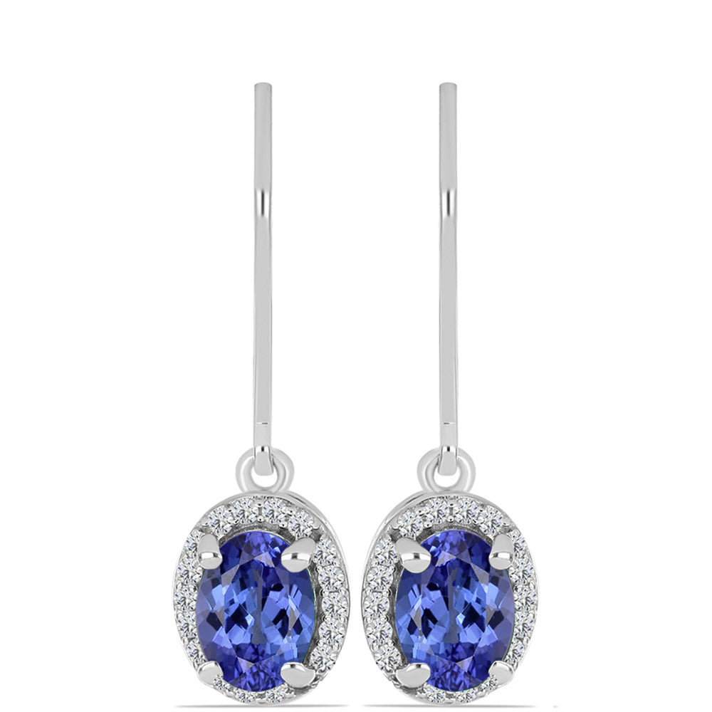 Pendientes de Plata con Tanzanita y Topacio Blanco 1 