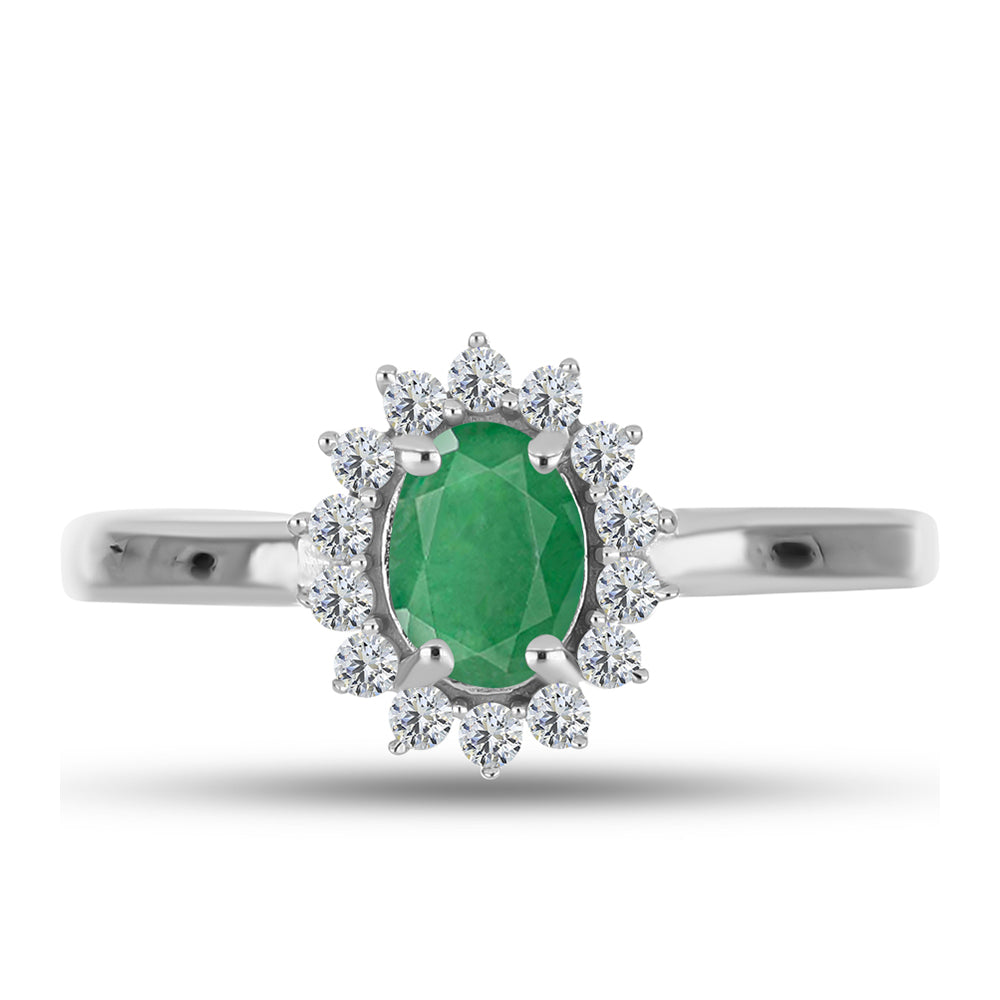 Anillo de Plata con Esmeralda de Brasil y Topacio Blanco 1 