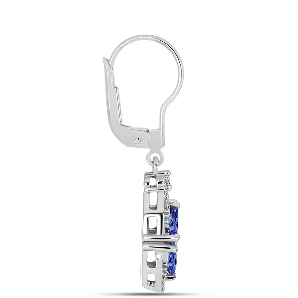 Pendientes de Plata con Tanzanita y Topacio Blanco 2 