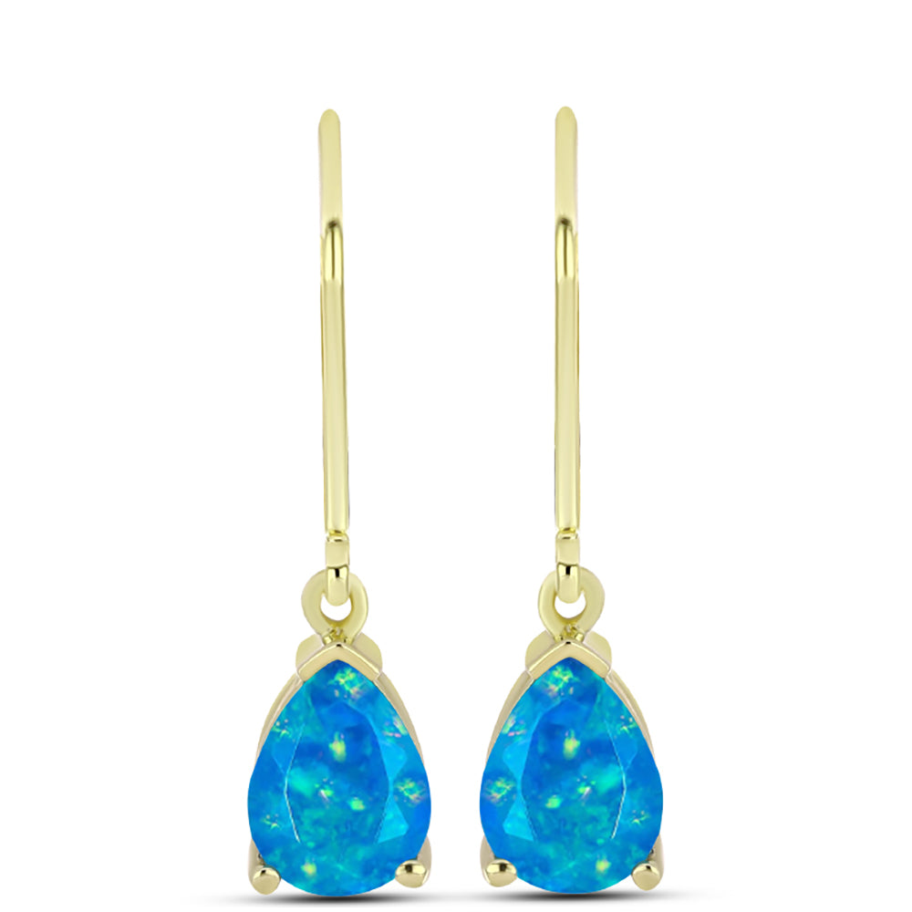 Pendientes de Plata Bañada en Oro con Ópalo Azul Paraiba de Etiopía 1 
