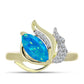 Anillo de Plata Bañada en Oro con Ópalo Azul Paraiba de Etiopía y Topacio Blanco