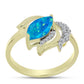 Anillo de Plata Bañada en Oro con Ópalo Azul Paraiba de Etiopía y Topacio Blanco