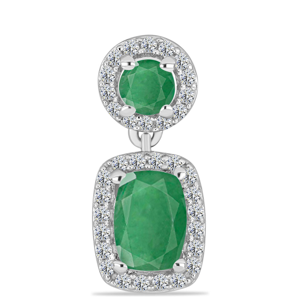 Colgante de Plata con Esmeralda de Brasil y Topacio Blanco