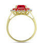 Anillo de Plata Bañada en Oro con Ágata Roja y Topacio Blanco