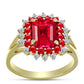 Anillo de Plata Bañada en Oro con Ágata Roja y Topacio Blanco