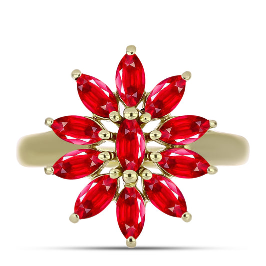 Anillo de Plata Bañada en Oro con Ágata Roja