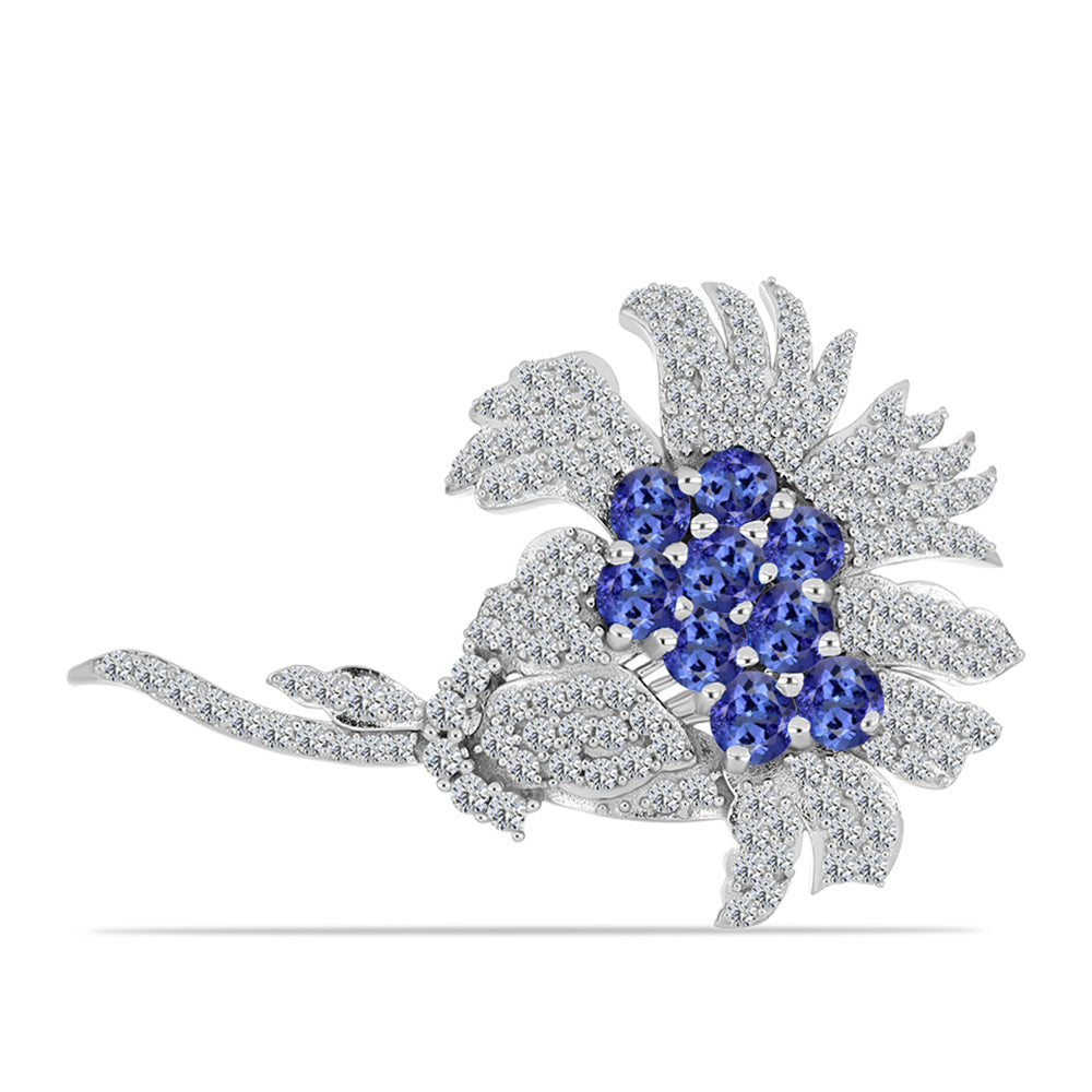 Broche de Plata con Tanzanita y Topacio Blanco 1 