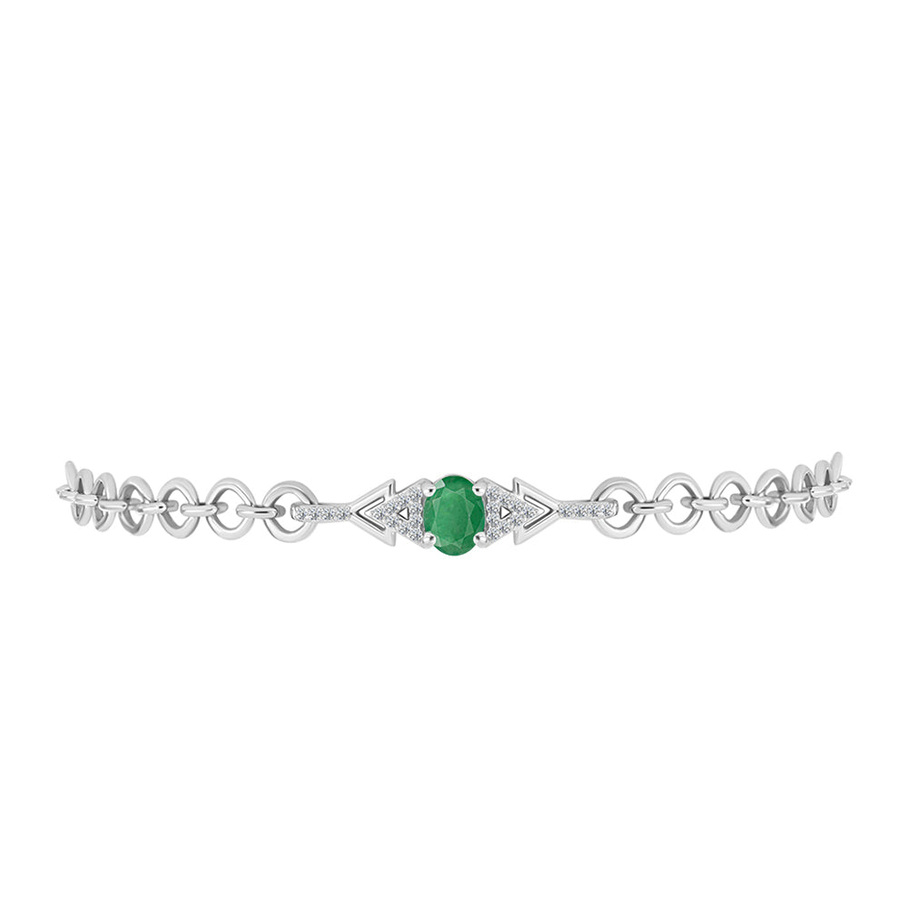 Pulsera de Plata con Esmeralda de Brasil y Topacio Blanco 2 