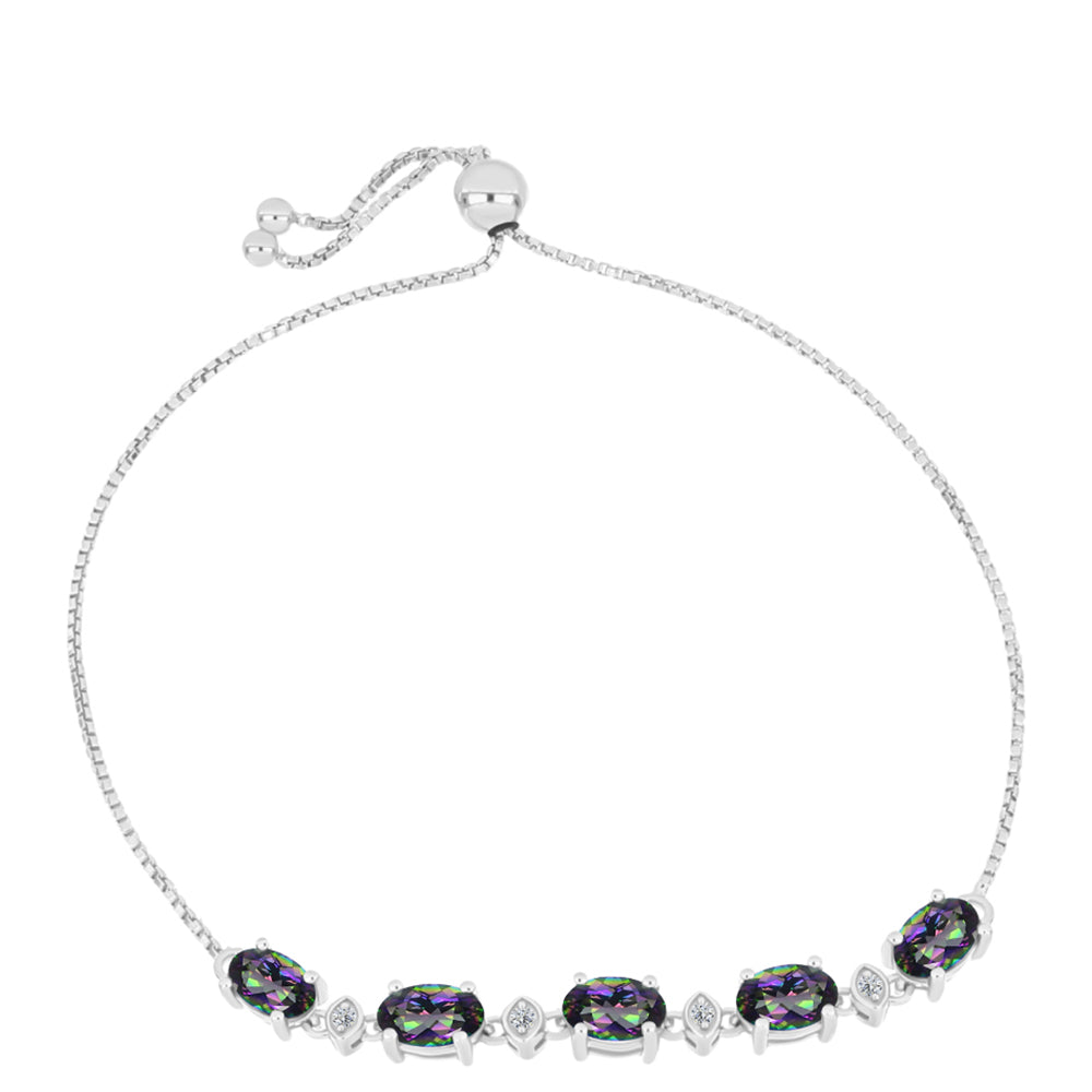 Pulsera de Plata con Topacio Místico y Topacio Blanco 1 