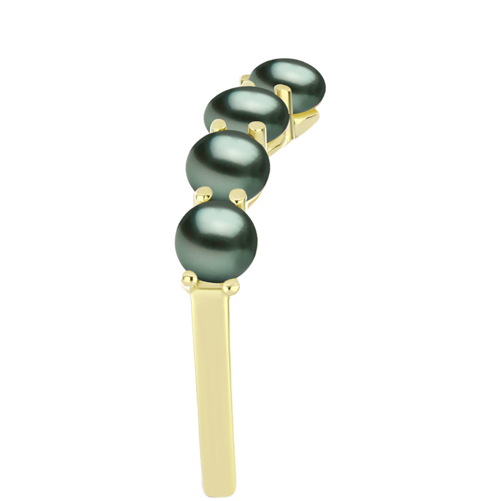 Anillo de Plata Bañada en Oro con Perla de río Tahiti verde ilusión