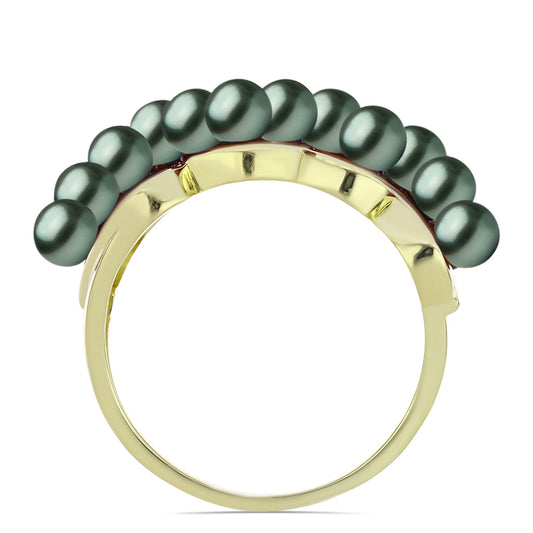 Anillo de Plata Bañada en Oro con Perla de río Tahiti verde ilusión