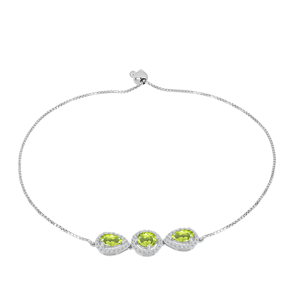 Pulsera de Plata con Peridoto de Changbai y Topacio Blanco 1 