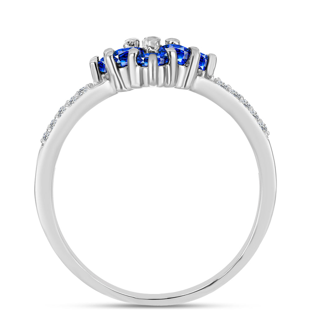 Anillo de Plata con Zafiro Azul Australiano y Topacio Blanco 2 