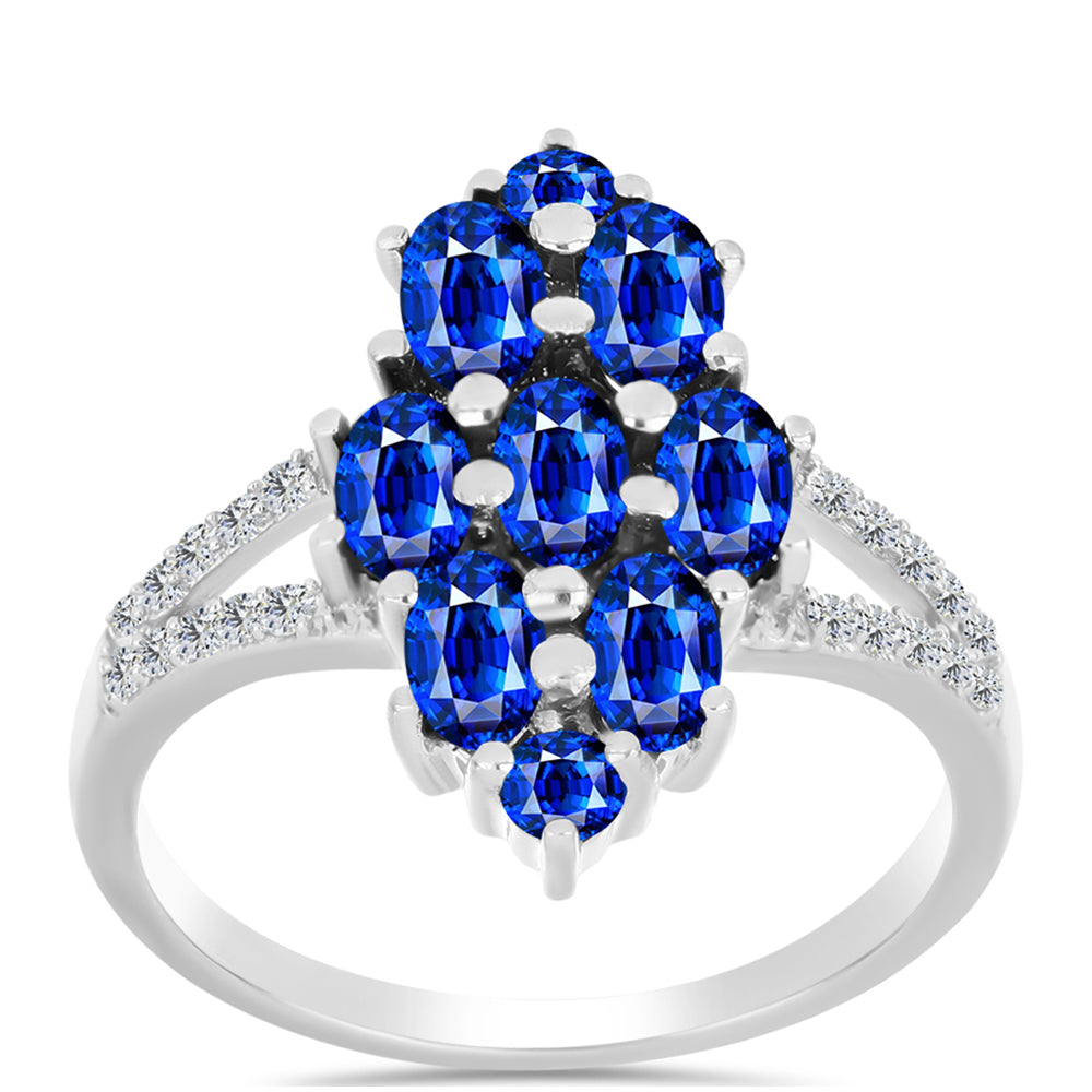 Anillo de Plata con Zafiro Azul Australiano y Topacio Blanco