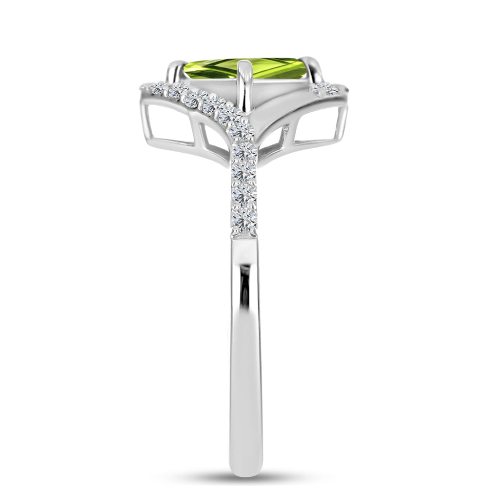 Anillo de Plata con Peridoto de Changbai y Topacio Blanco