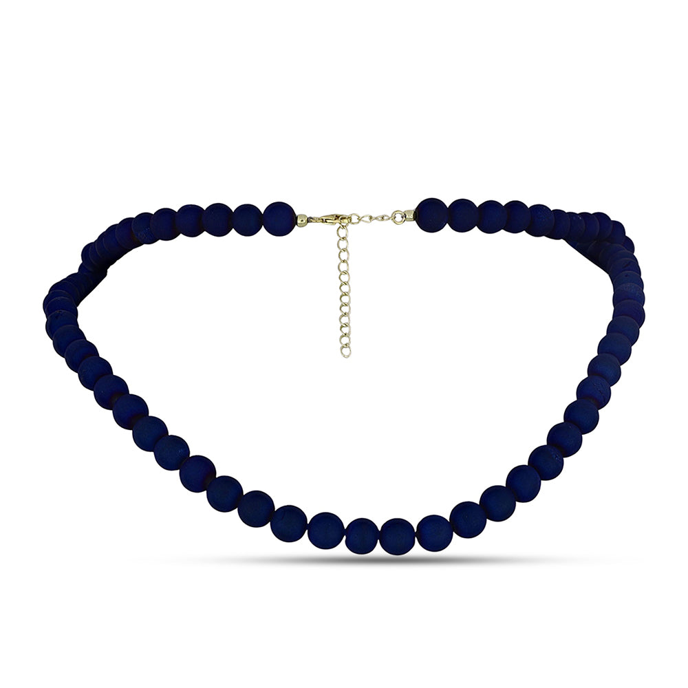 Collar de Plata Bañada en Oro con Drusa Azul 1 