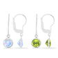 Conjunto de Plata con Peridoto de Changbai y Piedra Lunar Arco Iris ( Pendientes )