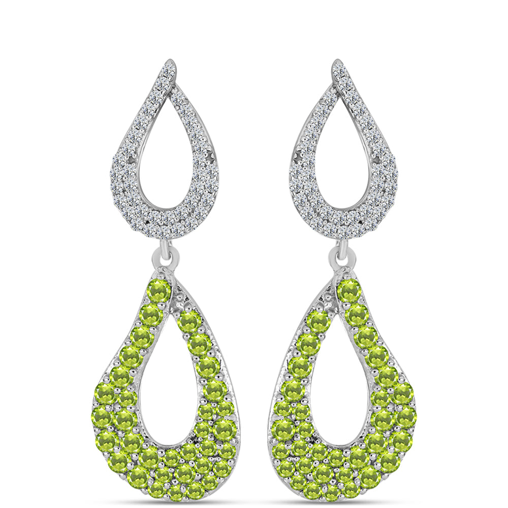 Pendientes de Plata con Peridoto de Changbai y Topacio Blanco