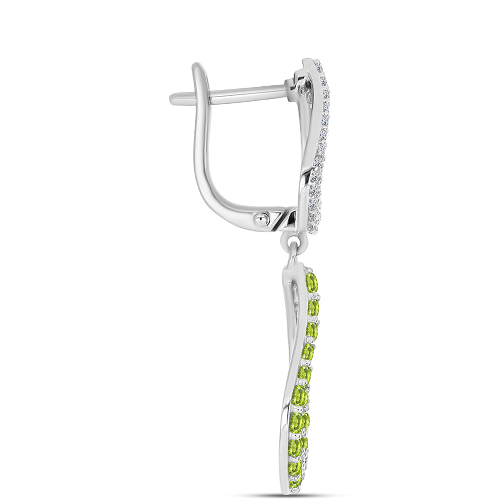 Pendientes de Plata con Peridoto de Changbai y Topacio Blanco