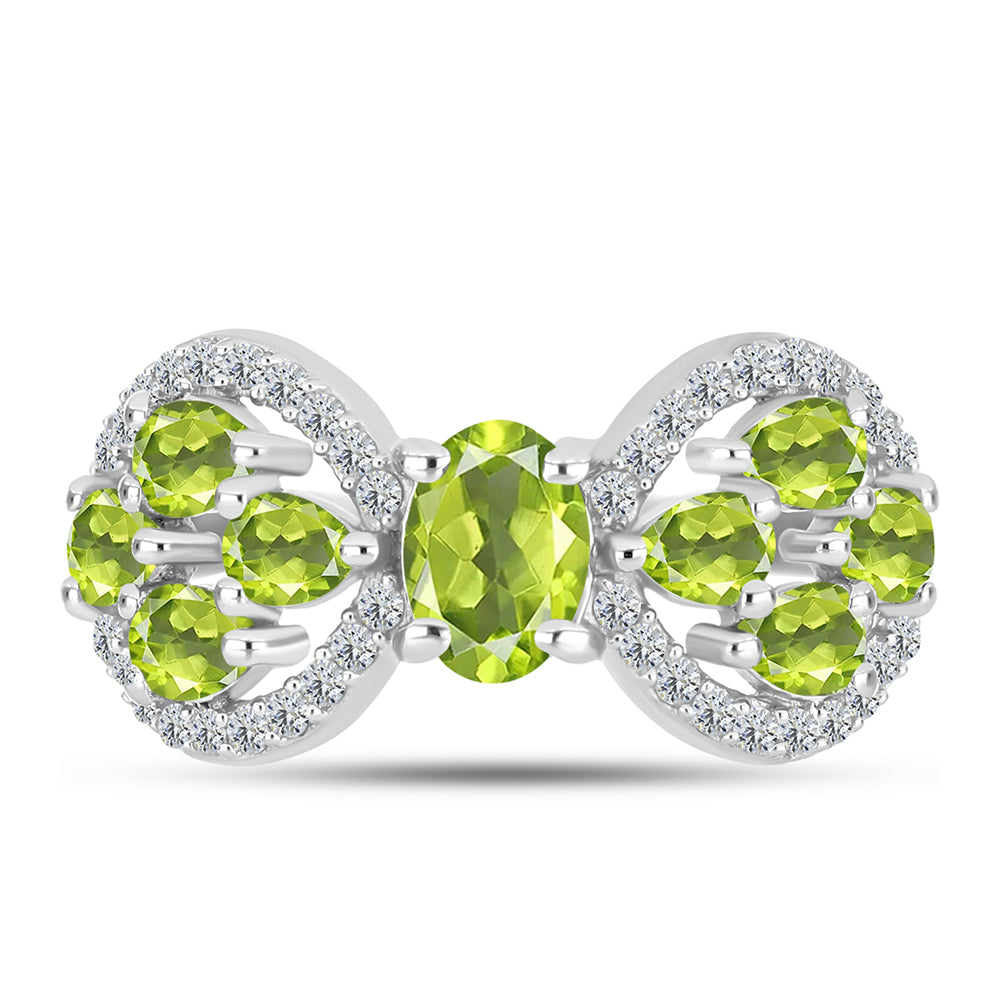 Anillo de Plata con Peridoto de Changbai y Topacio Blanco