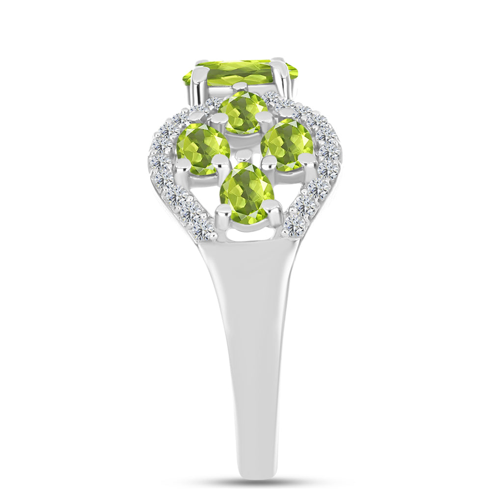 Anillo de Plata con Peridoto de Changbai y Topacio Blanco