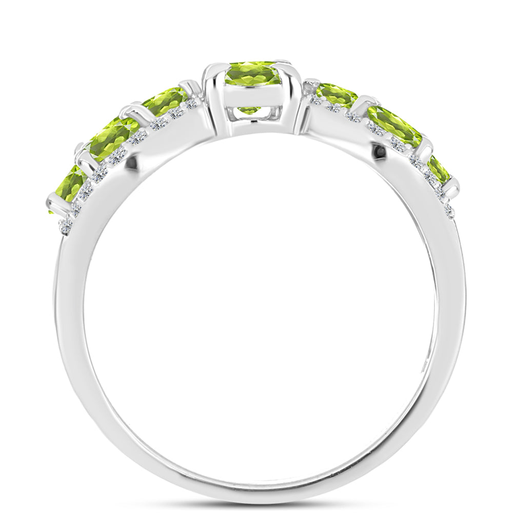 Anillo de Plata con Peridoto de Changbai y Topacio Blanco