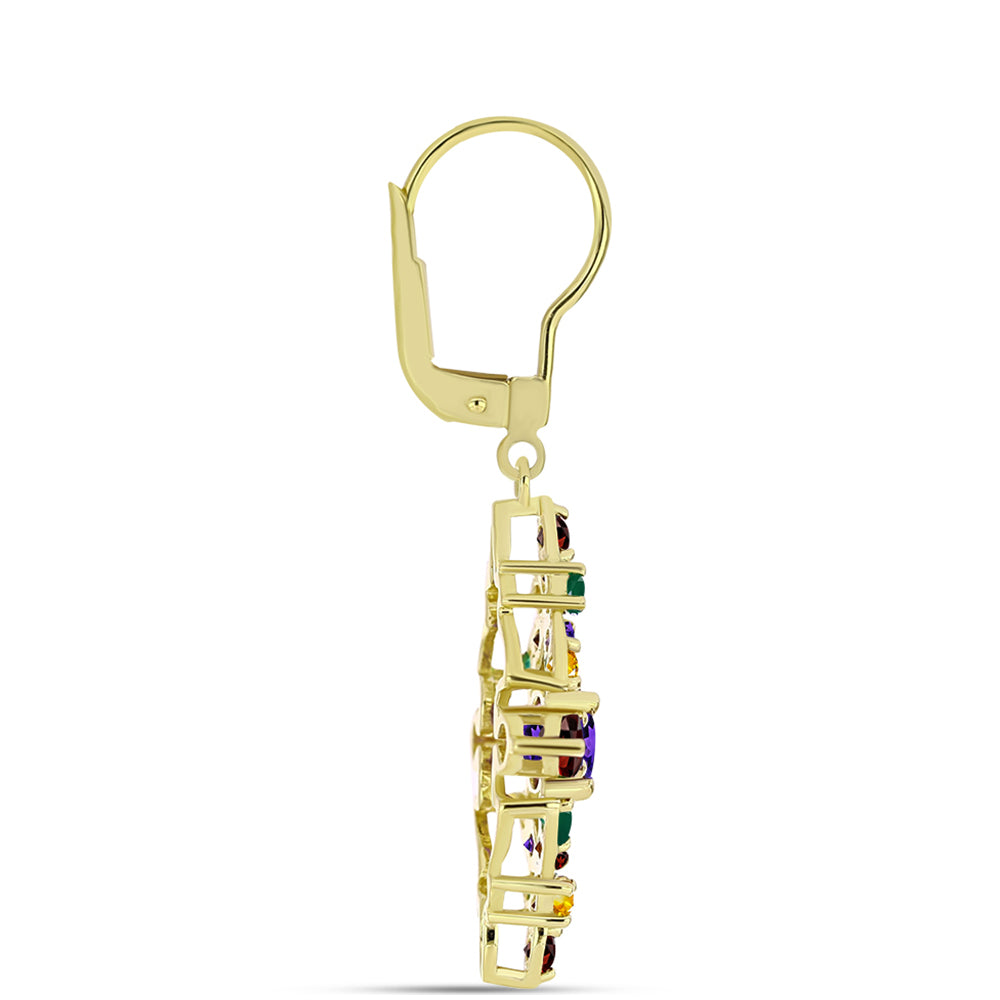 Pendientes de Plata Bañada en Oro con Amatista de Marruecos y Granate Rodolita de Minas Gerais 2 