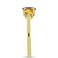 Anillo de Plata Bañada en Oro con Amatista de Marruecos y Citrino de los Montes Urales