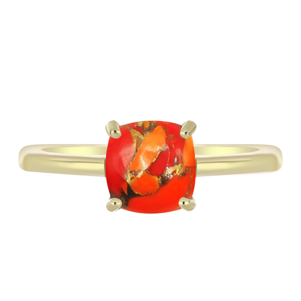 Anillo de Plata Bañada en Oro con Turquesa de Mohave