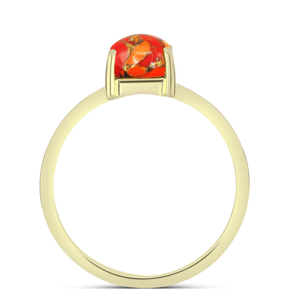 Anillo de Plata Bañada en Oro con Turquesa de Mohave 2 