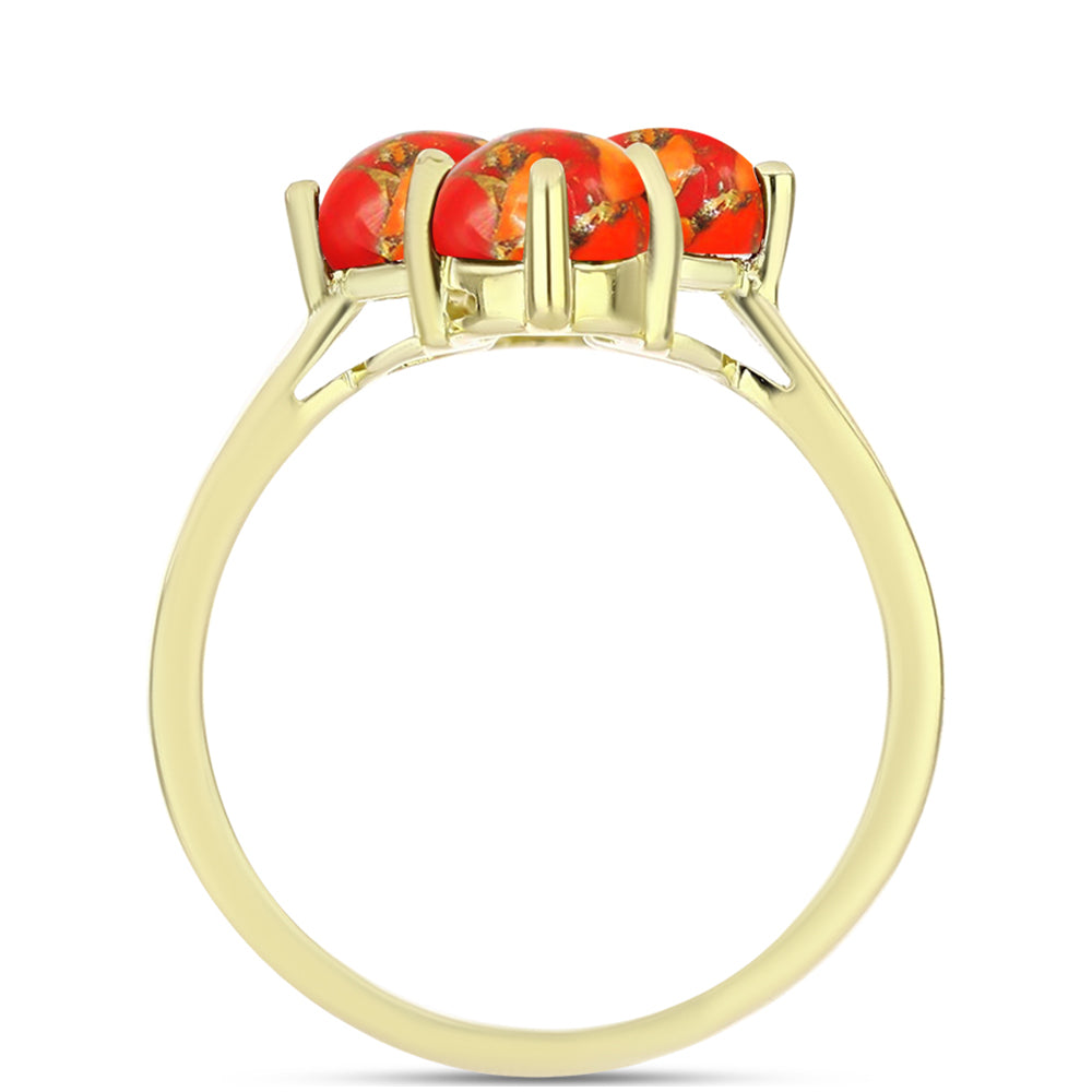 Anillo de Plata Bañada en Oro con Turquesa de Mohave