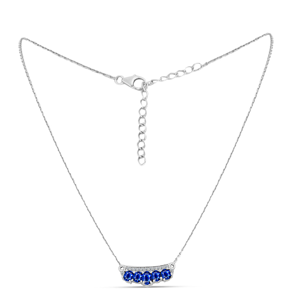 Collar de Plata con Zafiro Azul Australiano y Topacio Blanco 1 
