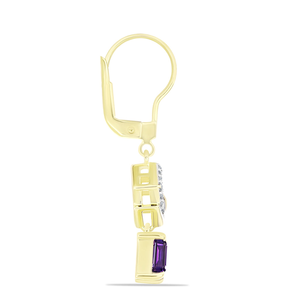 Pendientes de Plata Bañada en Oro con Amatista de Marruecos y Topacio Blanco 2 