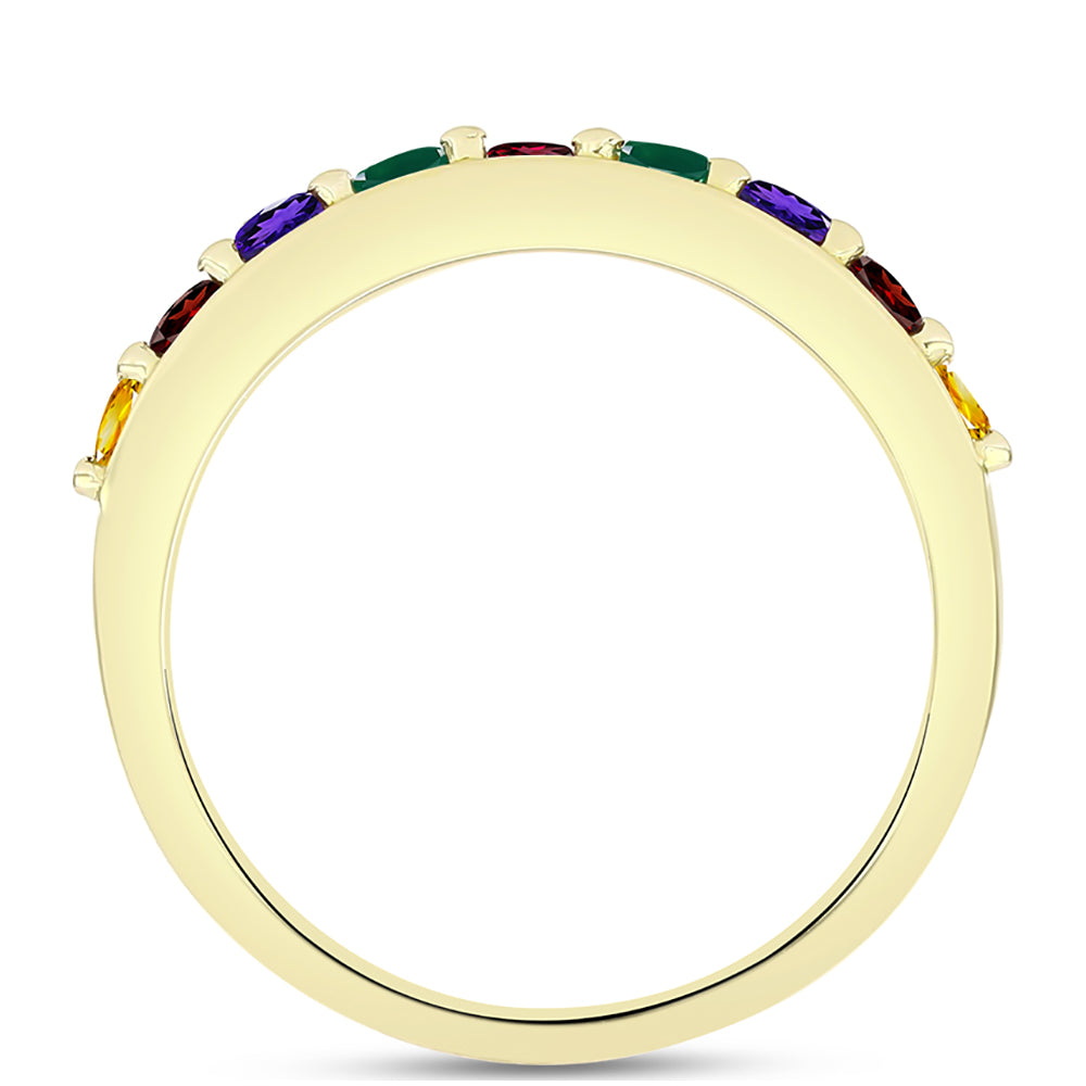 Anillo de Plata Bañada en Oro con Amatista de Marruecos y Citrino de los Montes Urales