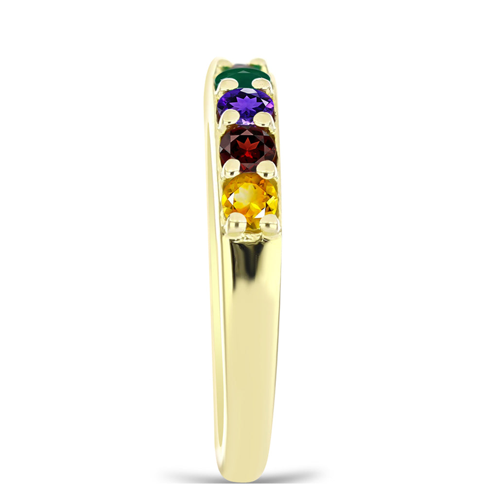 Anillo de Plata Bañada en Oro con Amatista de Marruecos y Citrino de los Montes Urales