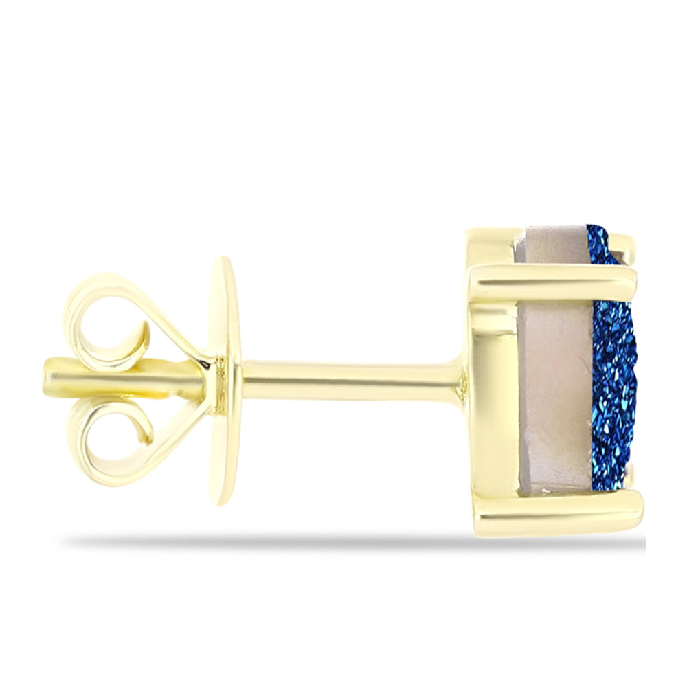 Pendientes de Plata Bañada en Oro con Drusa Azul 2 