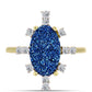 Anillo de Plata Bañada en Oro con Drusa Azul y Topacio Blanco